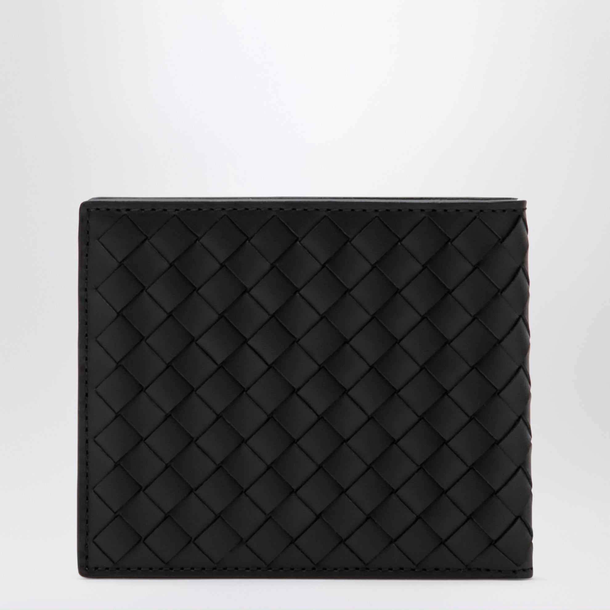 Schwarze Intrecciato Bifold-Geldbörse