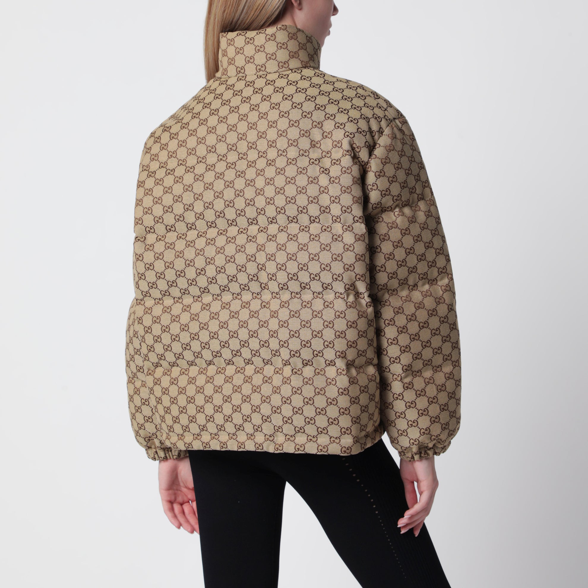 Gürteljacke aus beigem GG-Gewebe