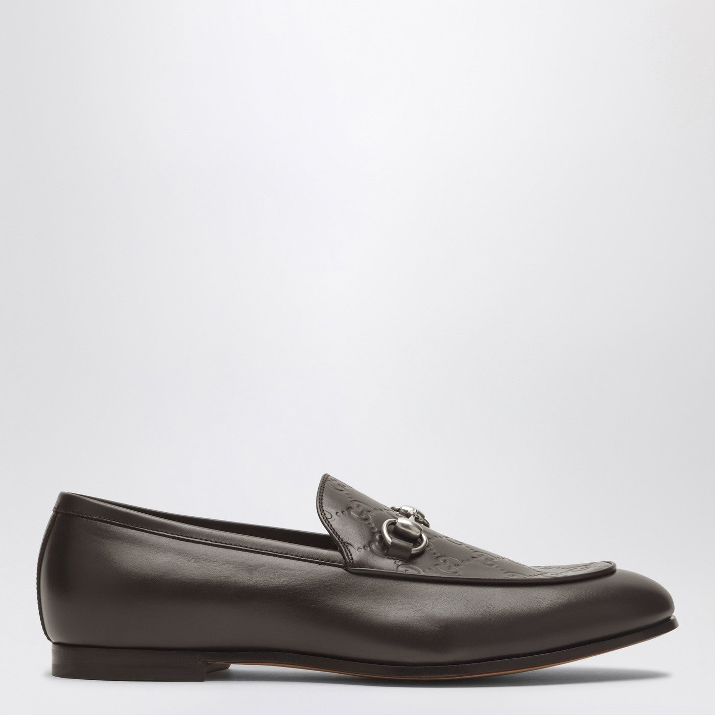 Mocassino in pelle GG marrone con morsetto