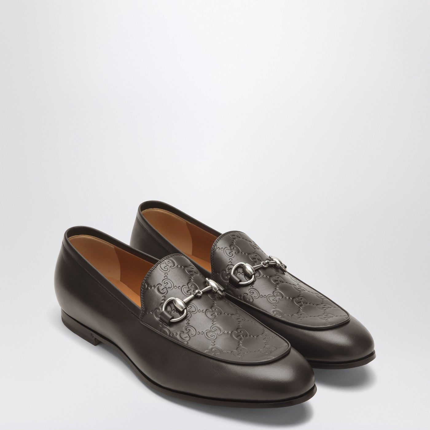 Mocassino in pelle GG marrone con morsetto