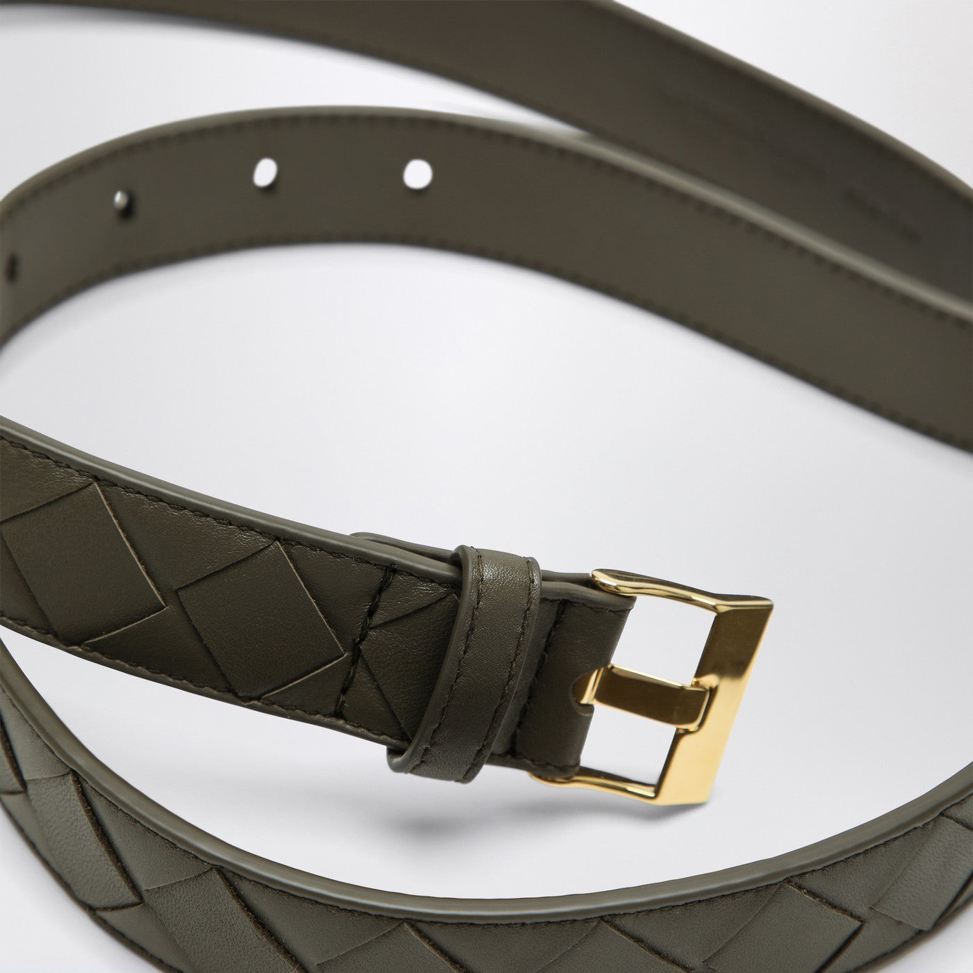 Cipresso-colored Watch belt in Intrecciato