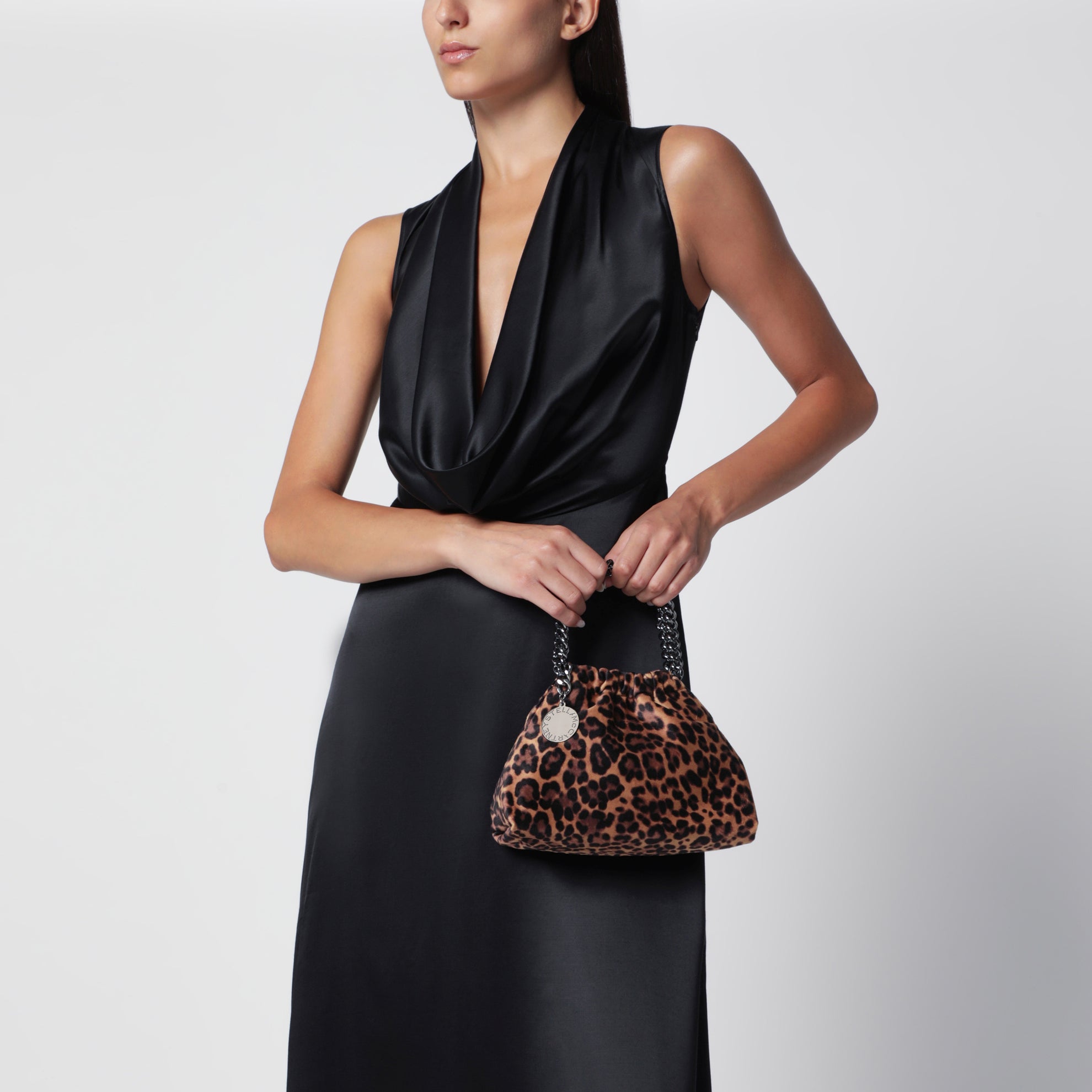 Falabella Mini Beuteltasche aus Leoparden-Samt
