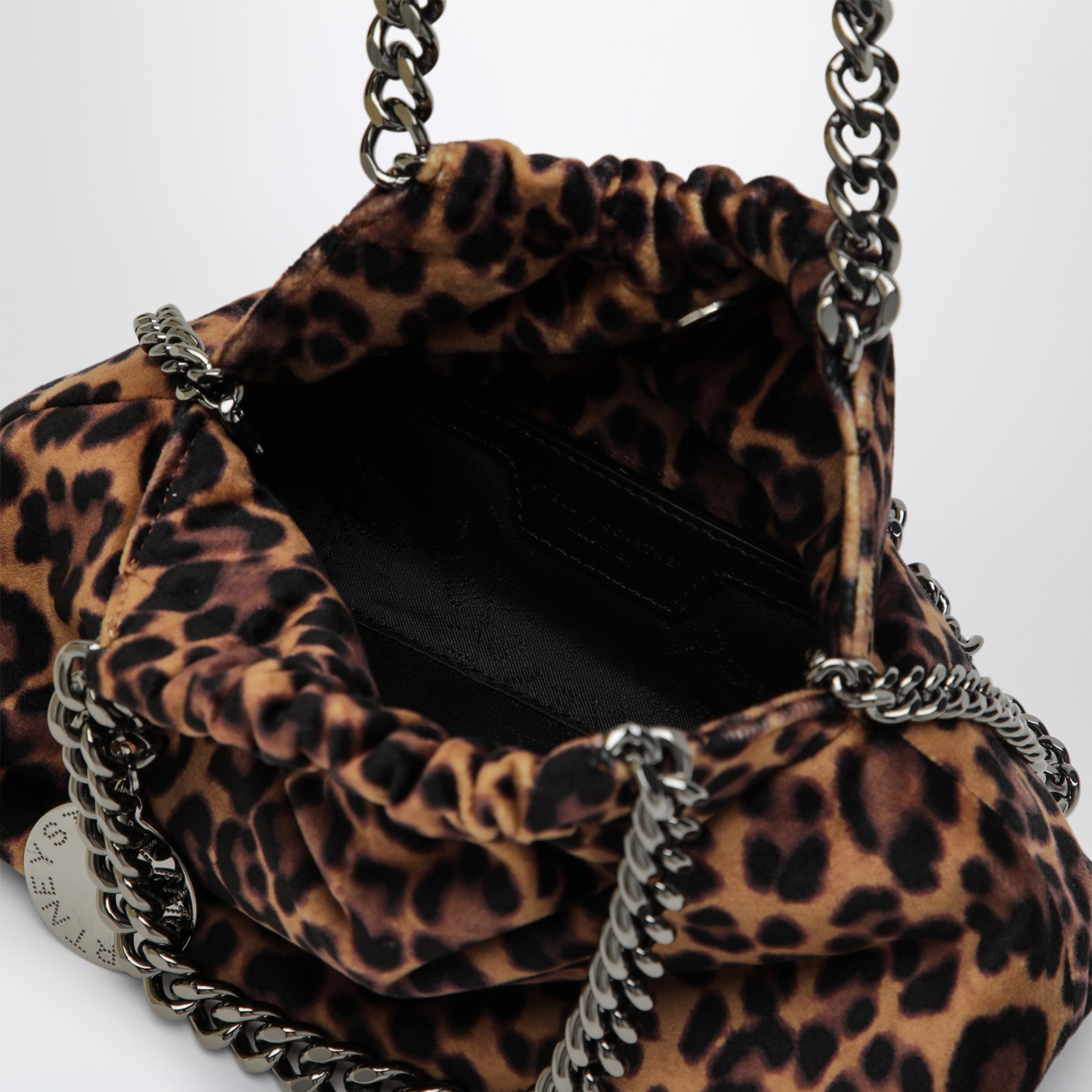 Falabella Mini Beuteltasche aus Leoparden-Samt