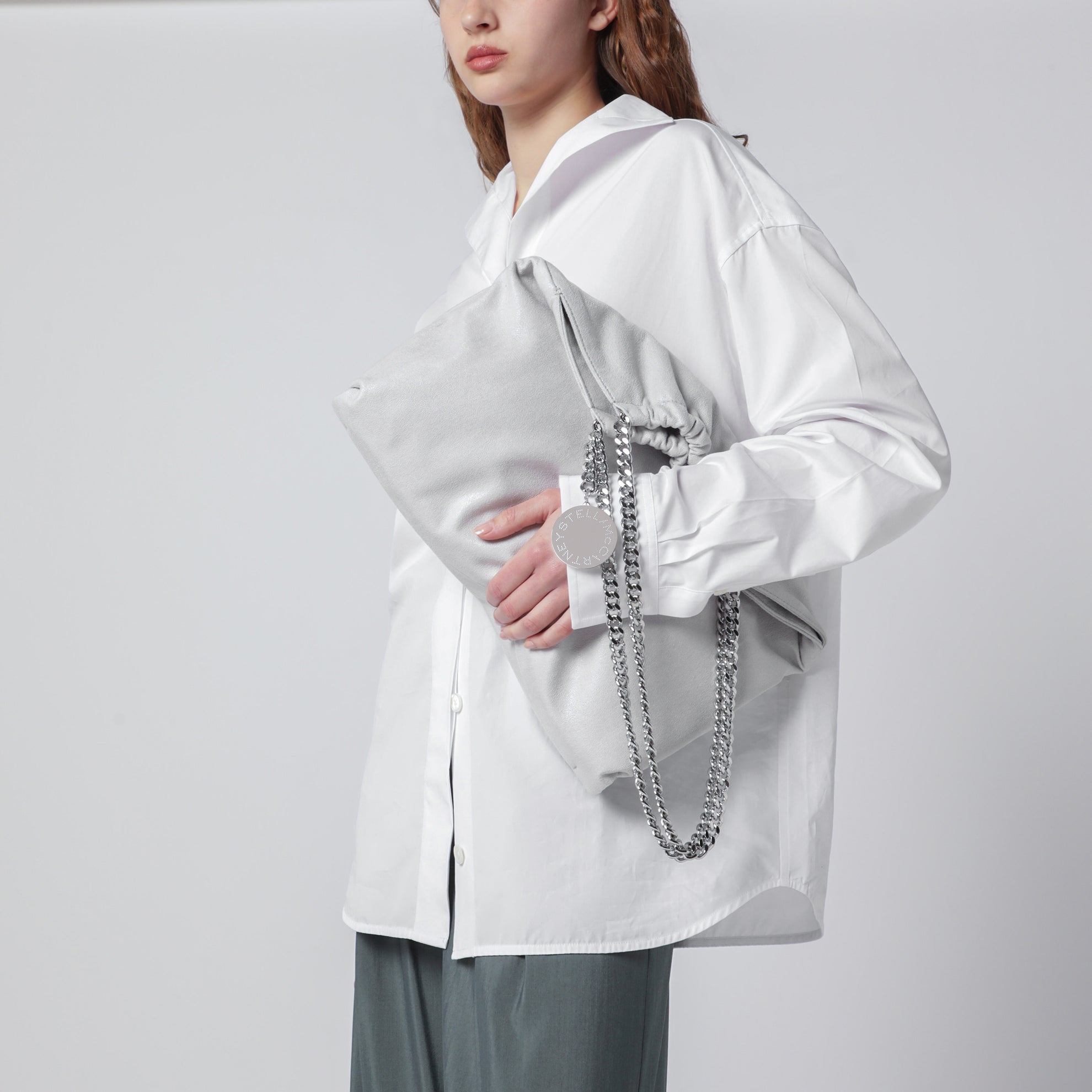 Pearl grey Falabella tote bag