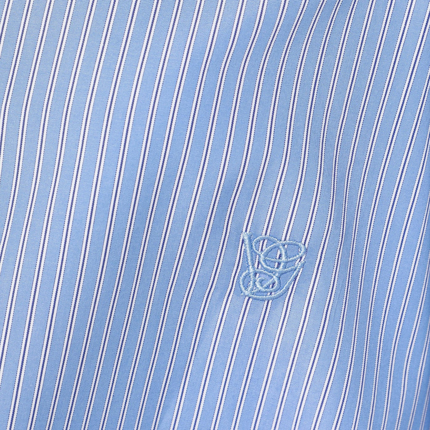 Camicia azzurra a righe in cotone