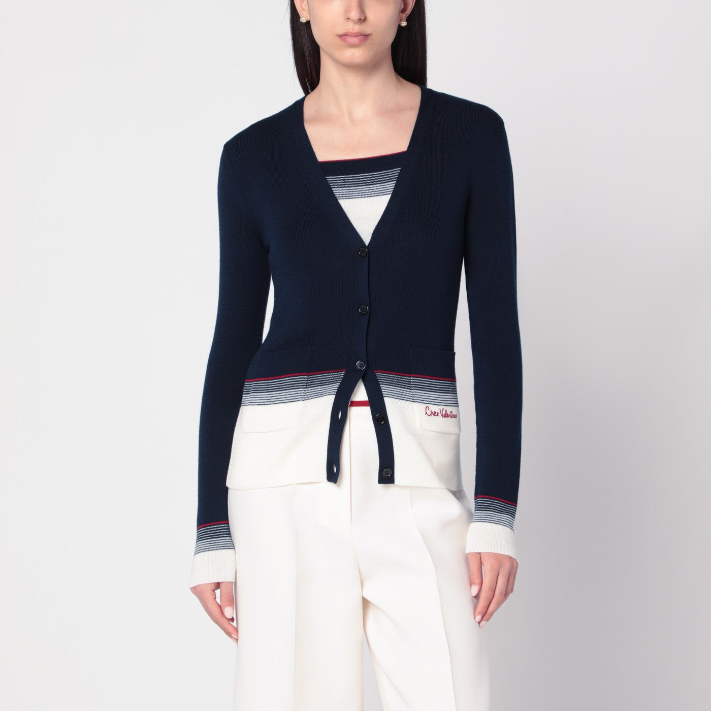Cardigan con ricamo Chez Valentino in lana
