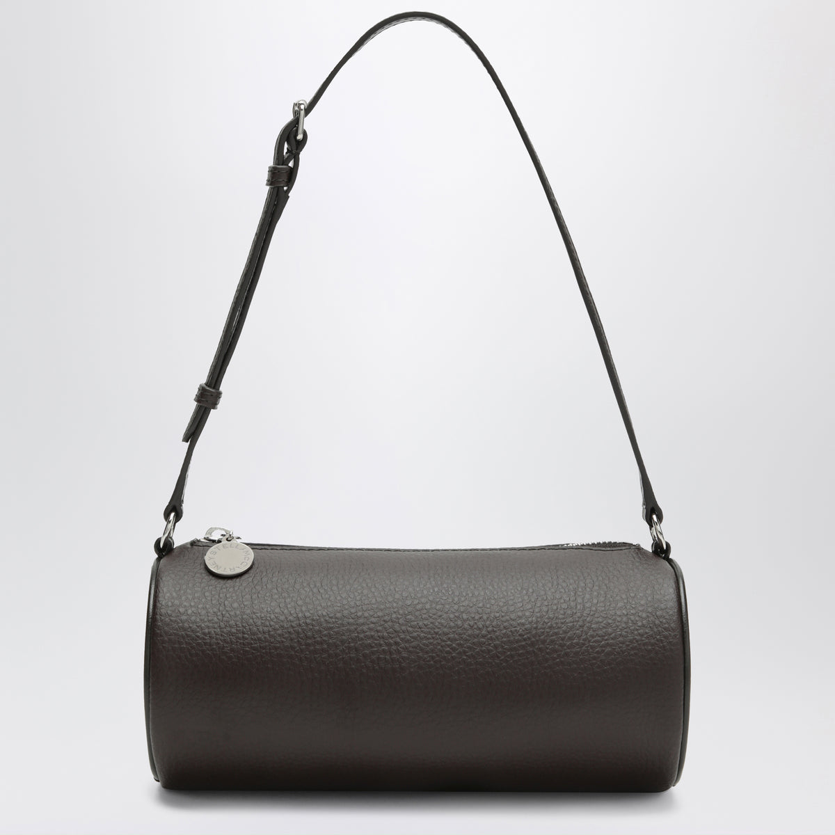Chocolate brown Logo bowling bag in faux leather