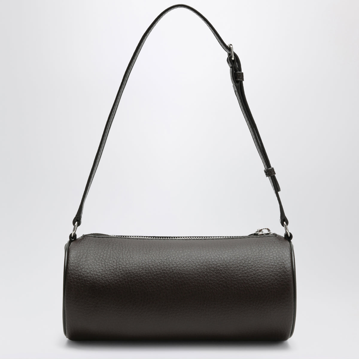 Chocolate brown Logo bowling bag in faux leather