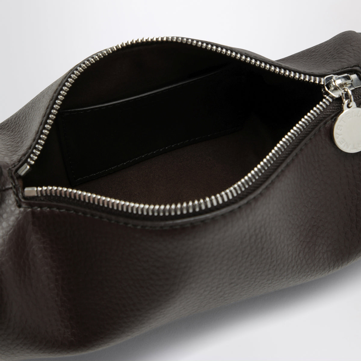 Chocolate brown Logo bowling bag in faux leather