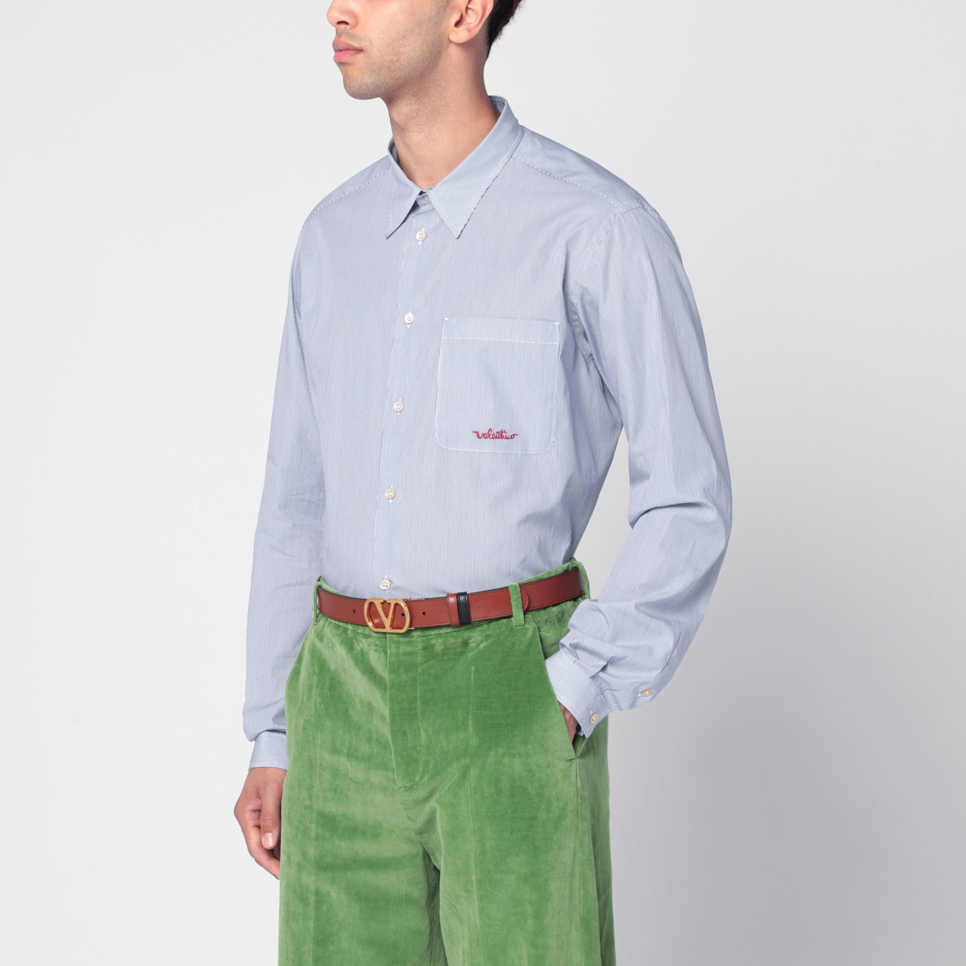 Chemise bleue en coton avec logo