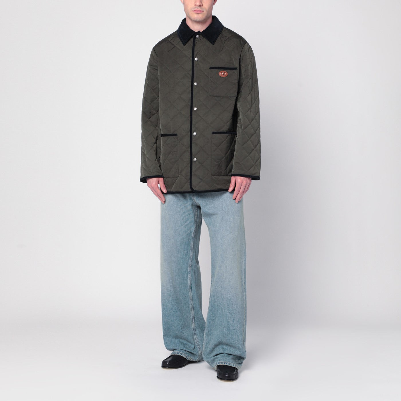 Valentino Olive green quilted jacket with VLogo patch | TheDoubleF