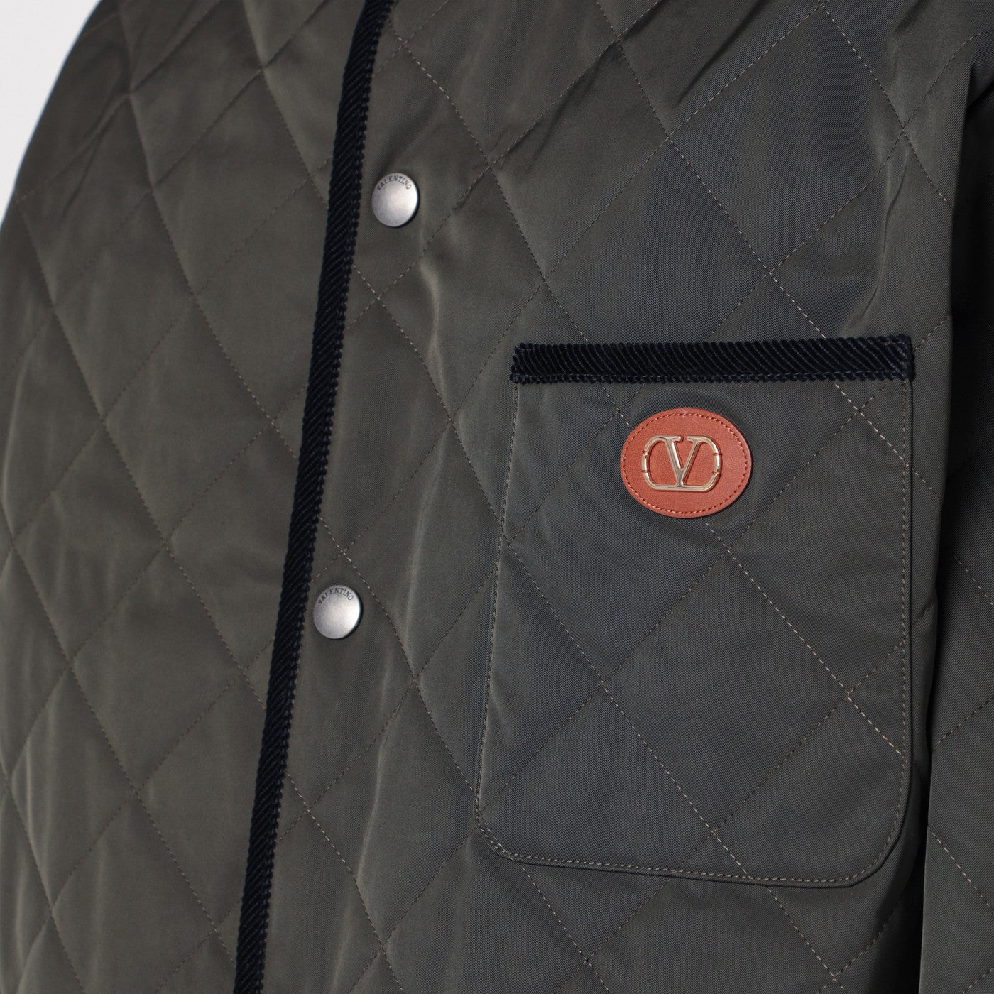 Valentino Olive green quilted jacket with VLogo patch | TheDoubleF