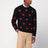 Maglione con motivo jacquard cuori nero/rosso