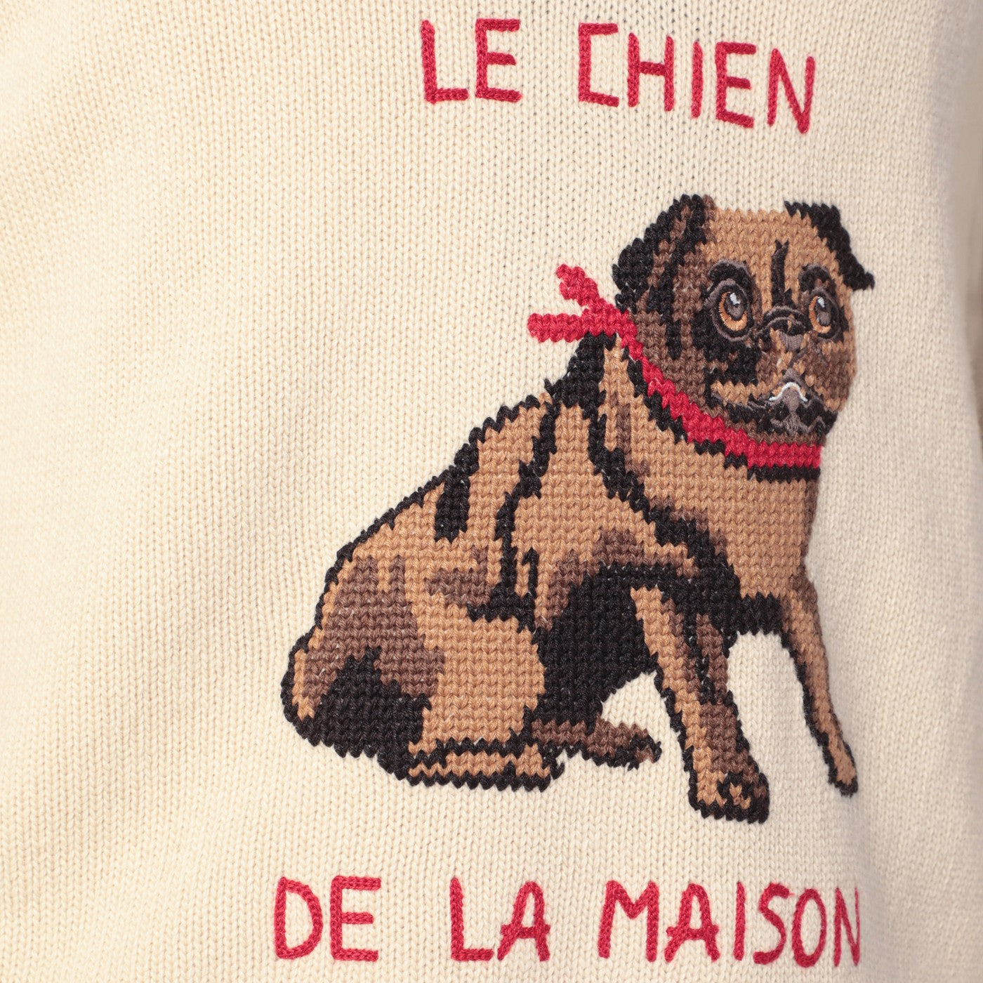 Maglione color burro con ricamo Le Chien de la Maison