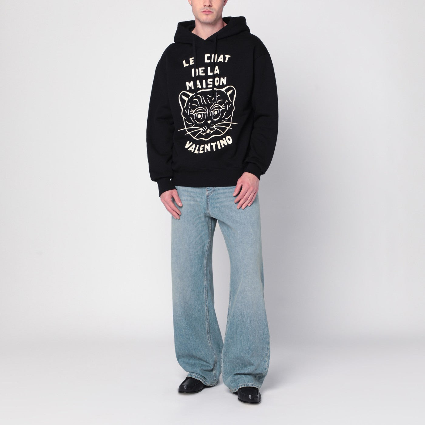 Sweat-shirt noir avec patch Le Chat de la Maison
