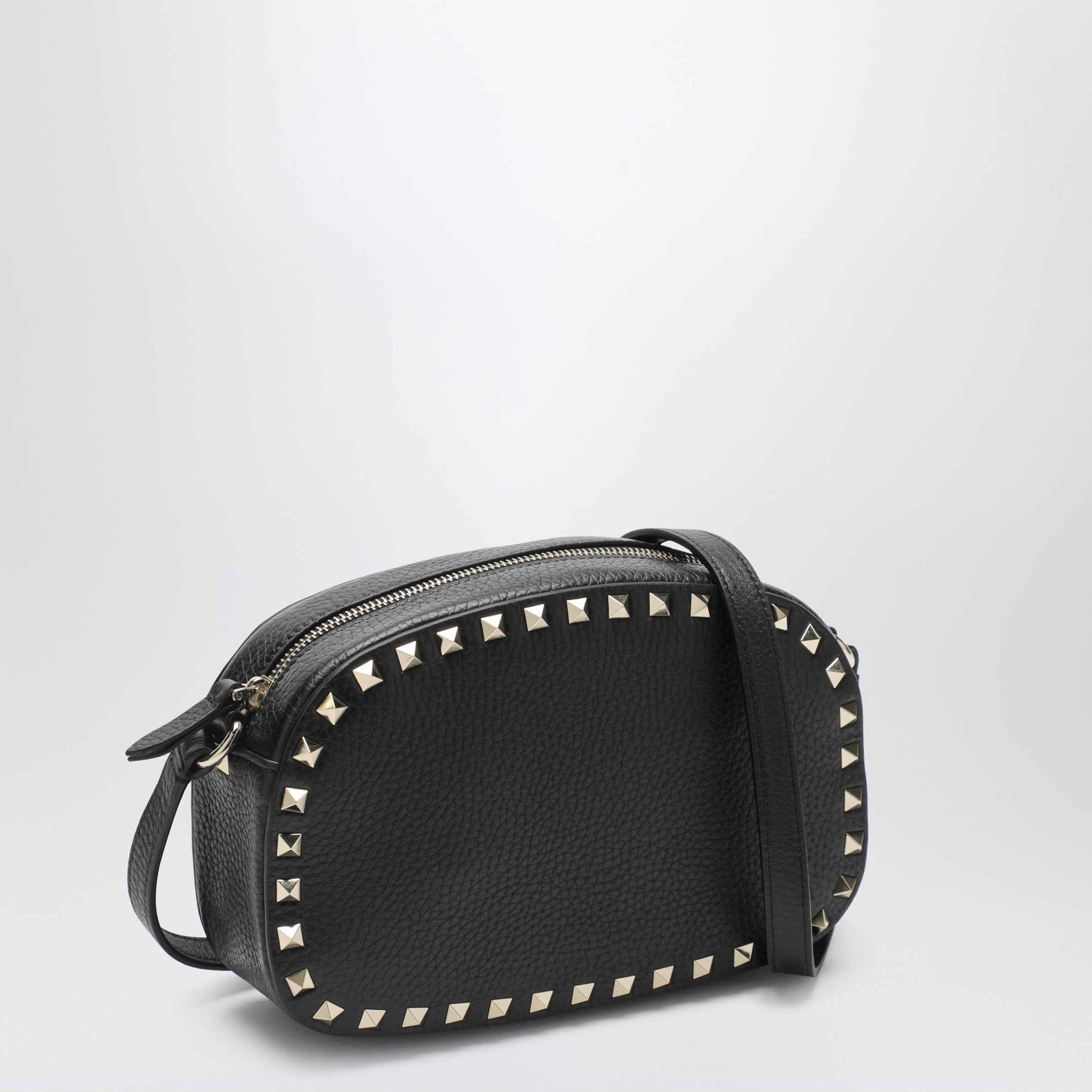 Rockstud Camera Case crossbody bag in black leather