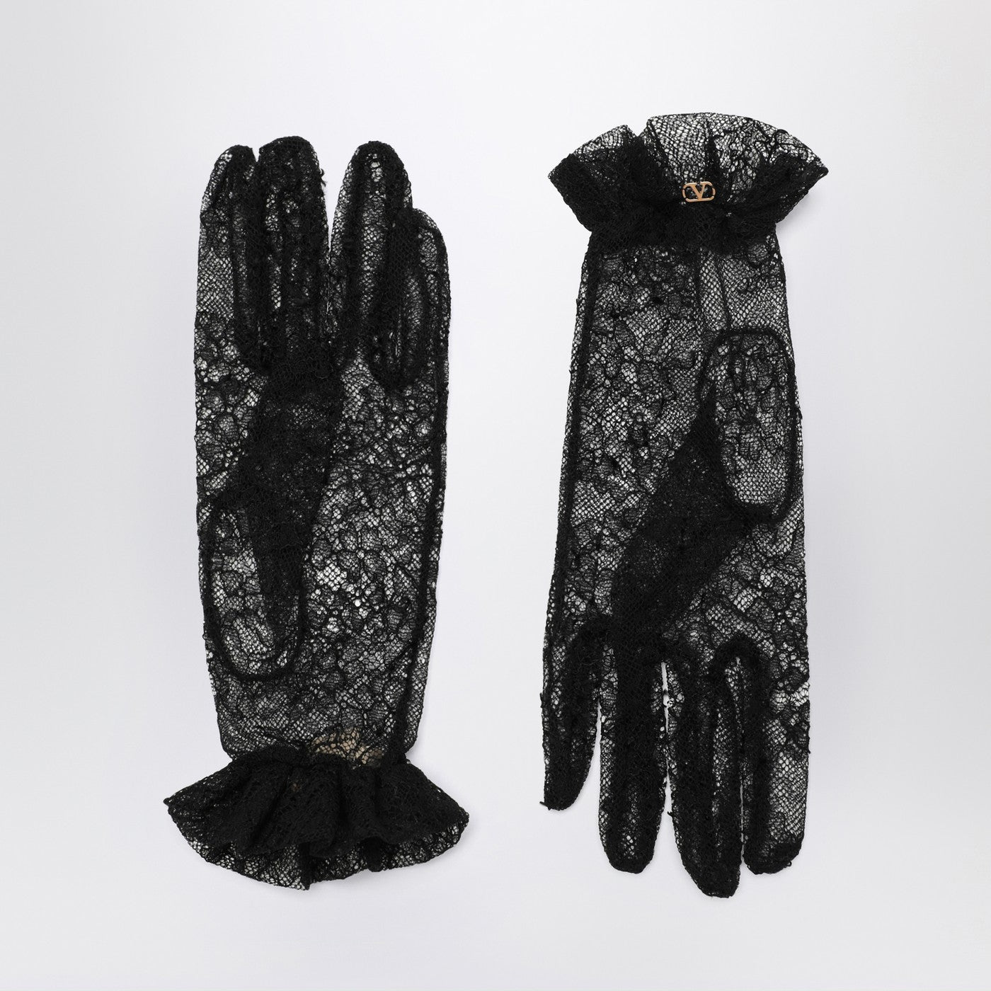 Schwarze Spitzen Vlogo Signature Handschuhe