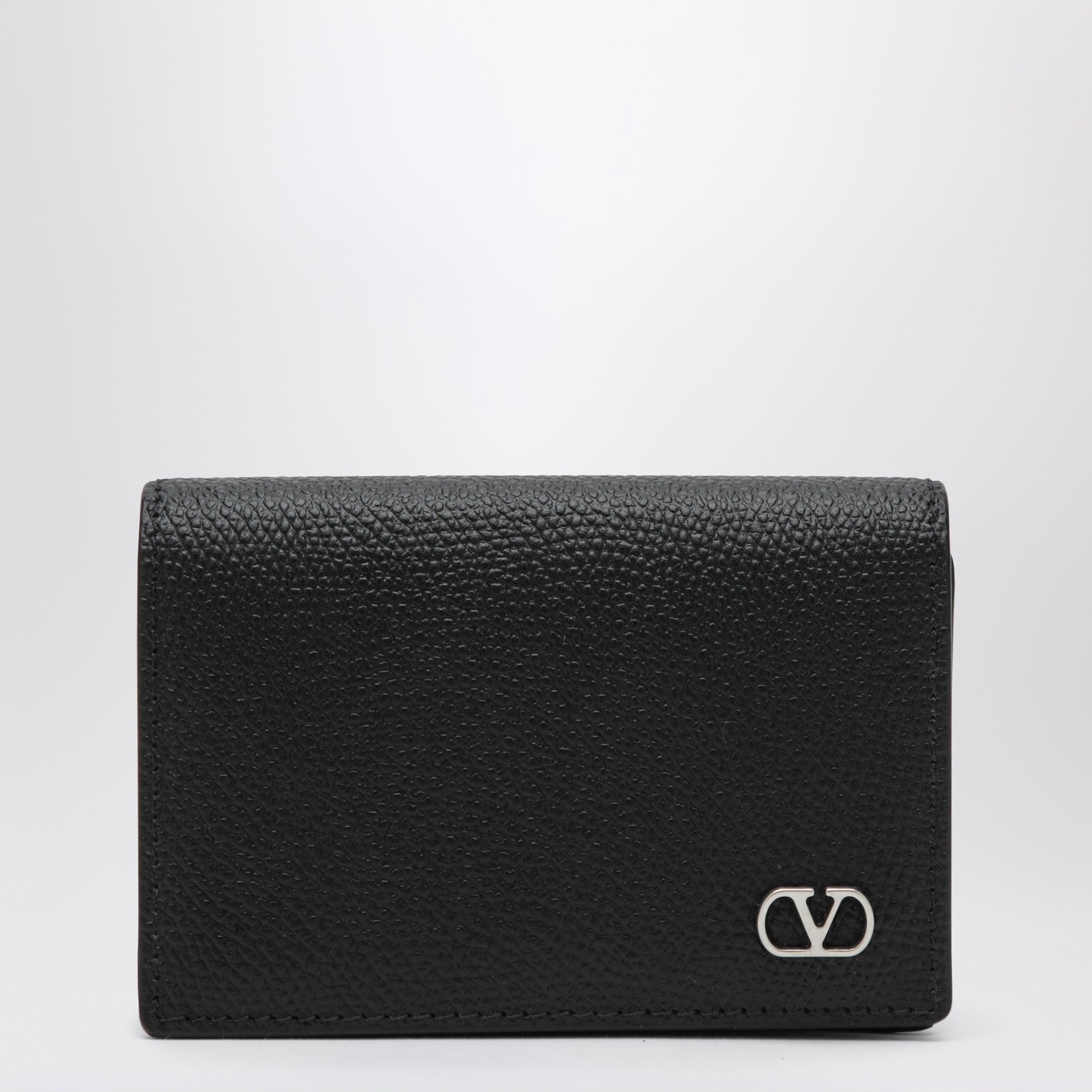 VLogo bifold card wallet in black leather