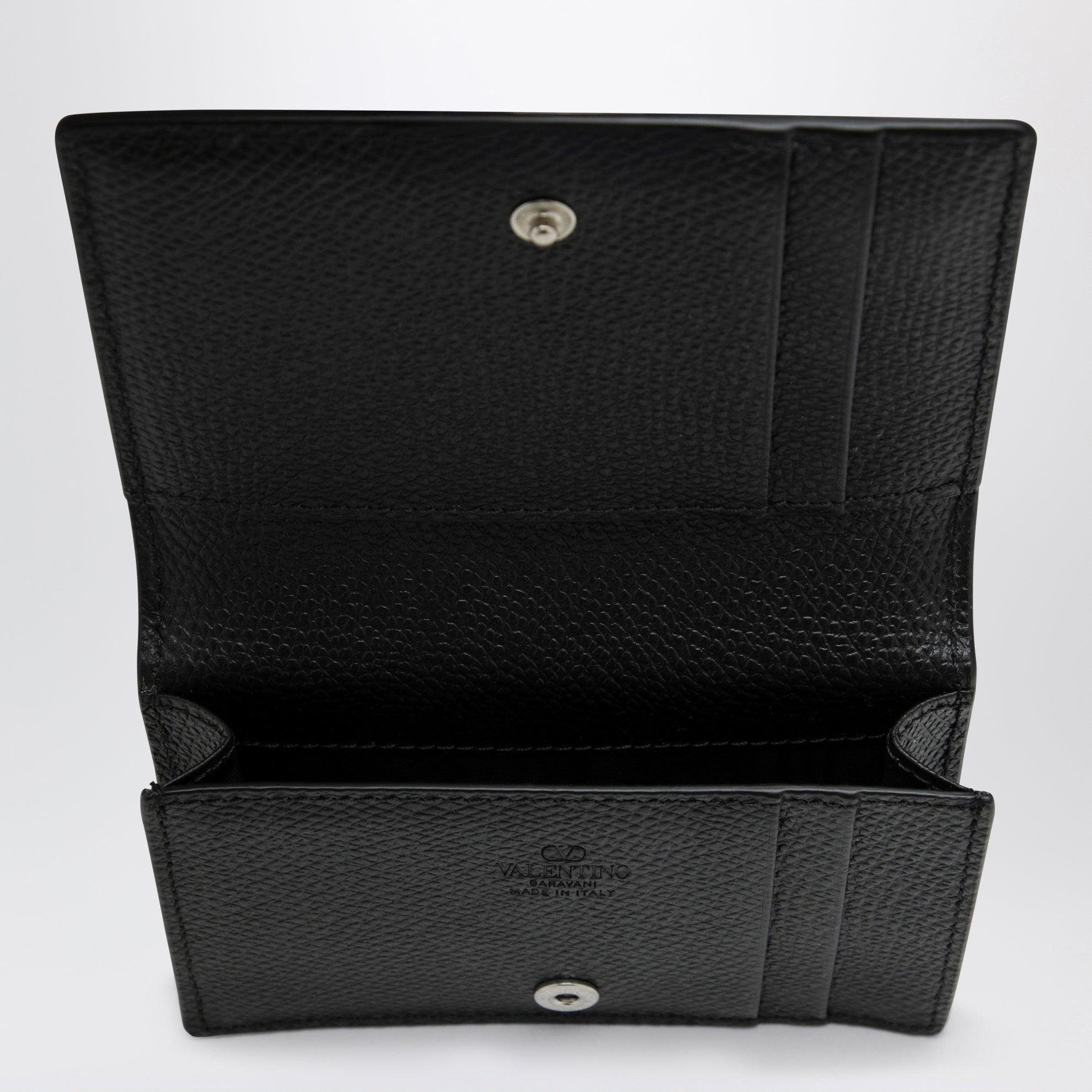 VLogo bifold card wallet in black leather
