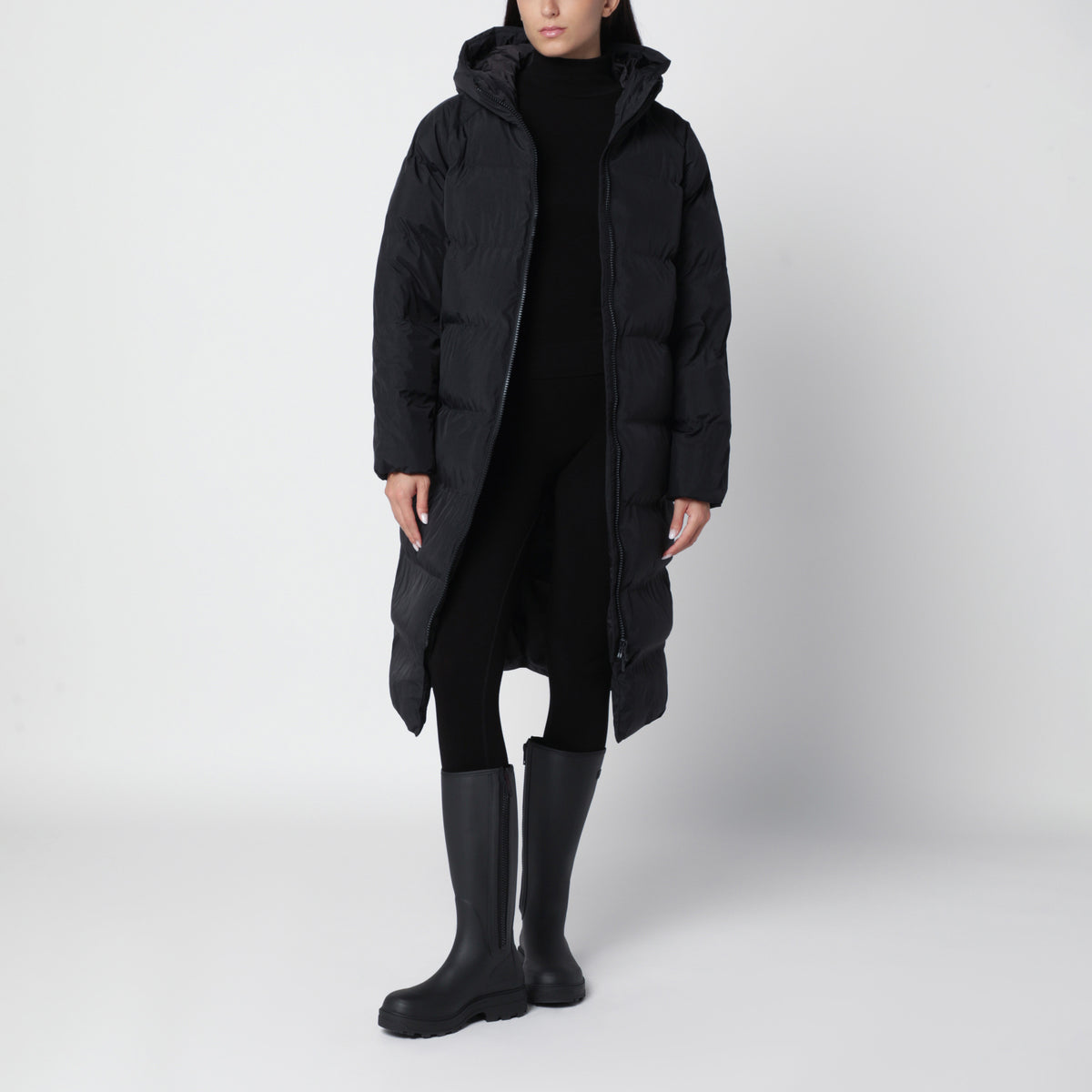 Schwarzer wattierter Arctic Puffer Parka
