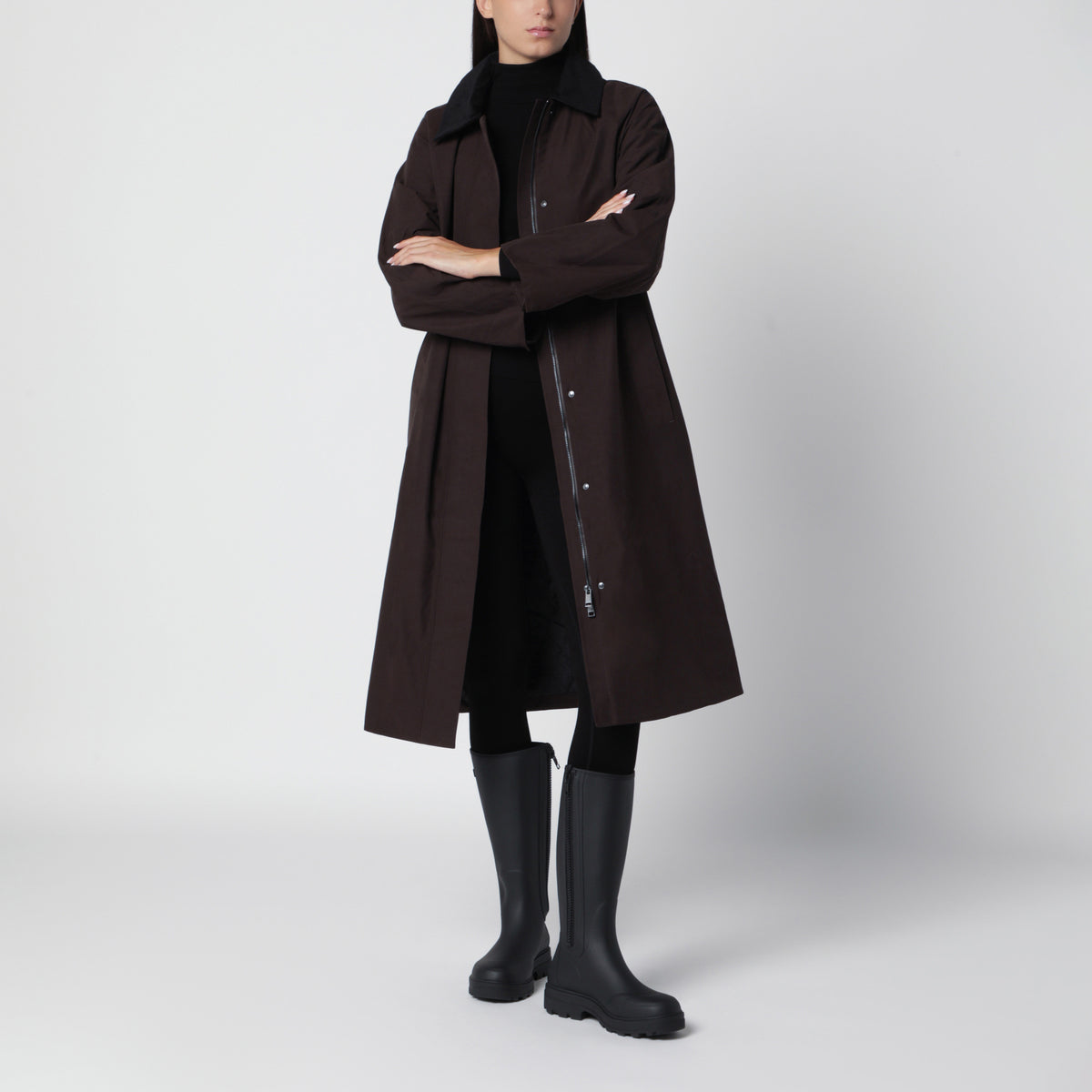 Manteau Dawn marron foncé en mélange de coton