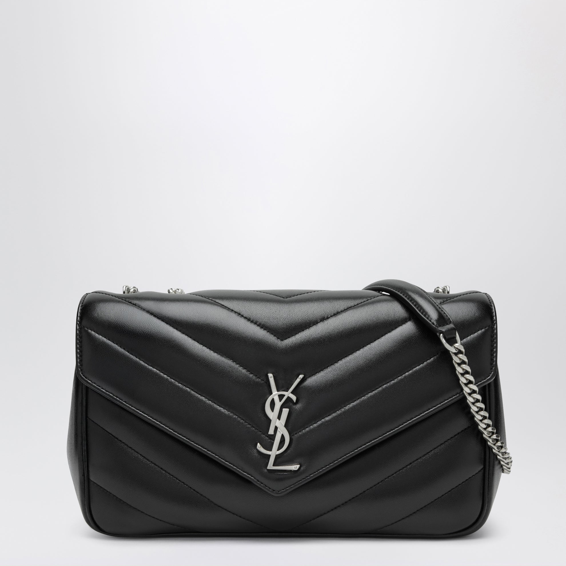 Borsa a spalla Loulou medium trapuntata in pelle nera