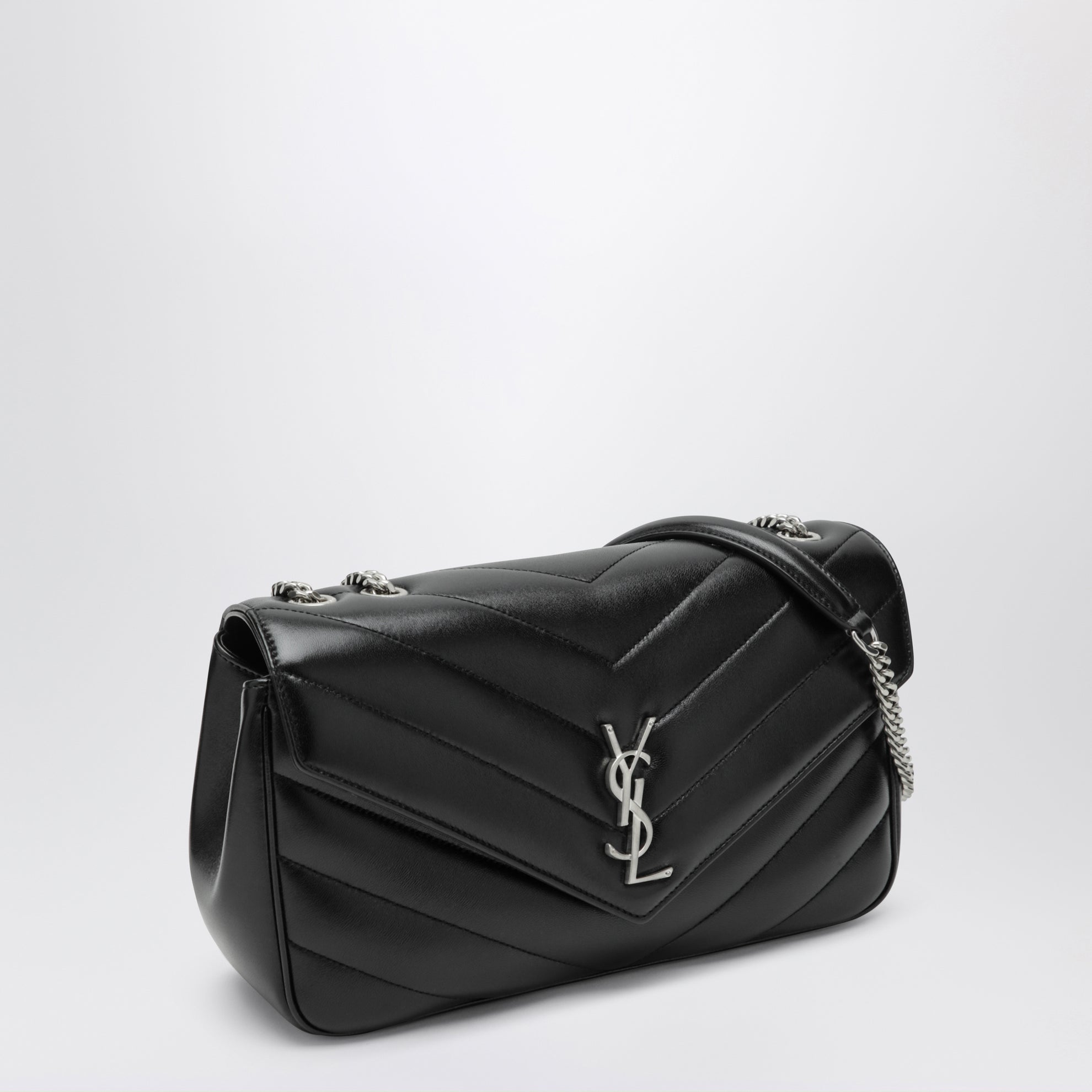 Borsa a spalla Loulou medium trapuntata in pelle nera