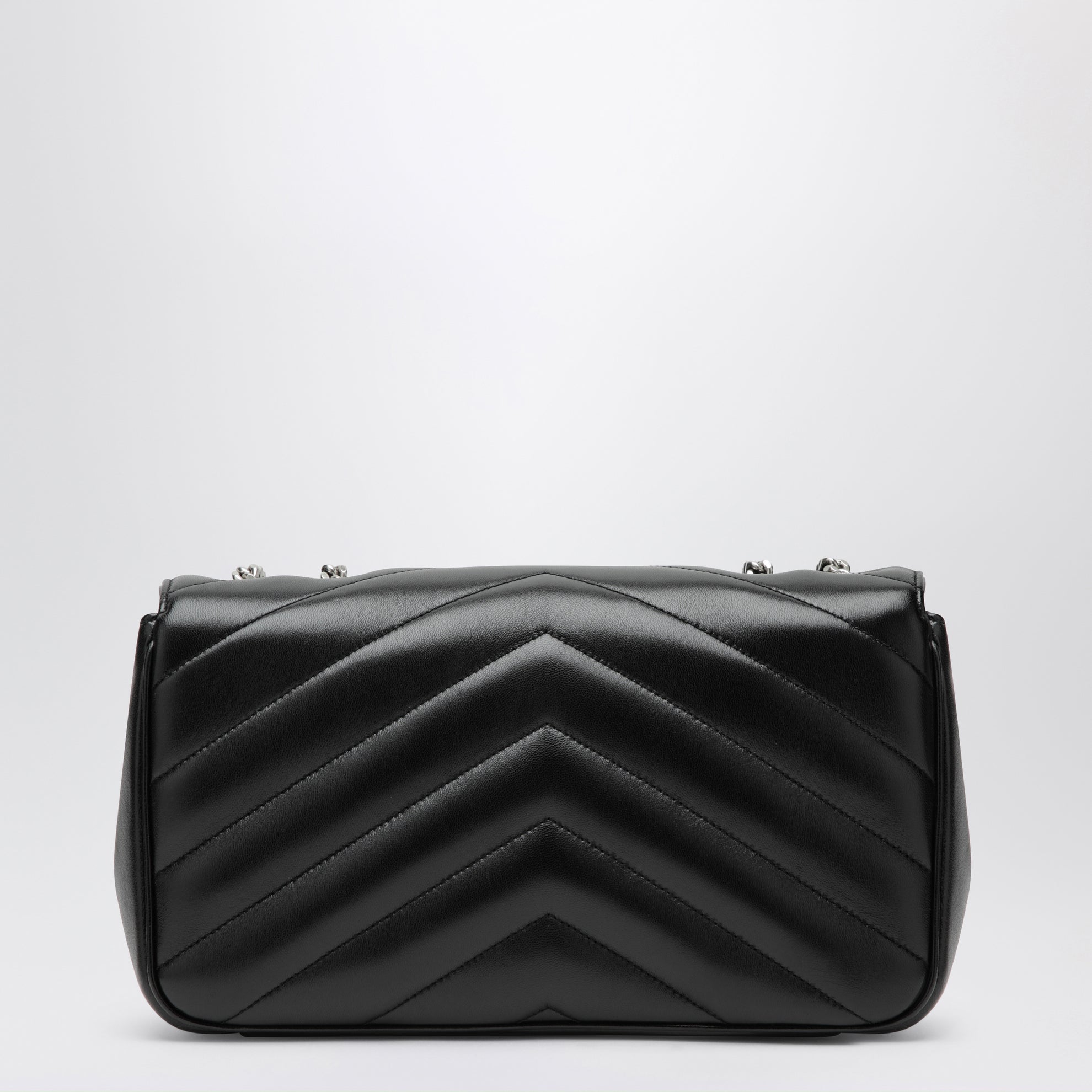 Borsa a spalla Loulou medium trapuntata in pelle nera