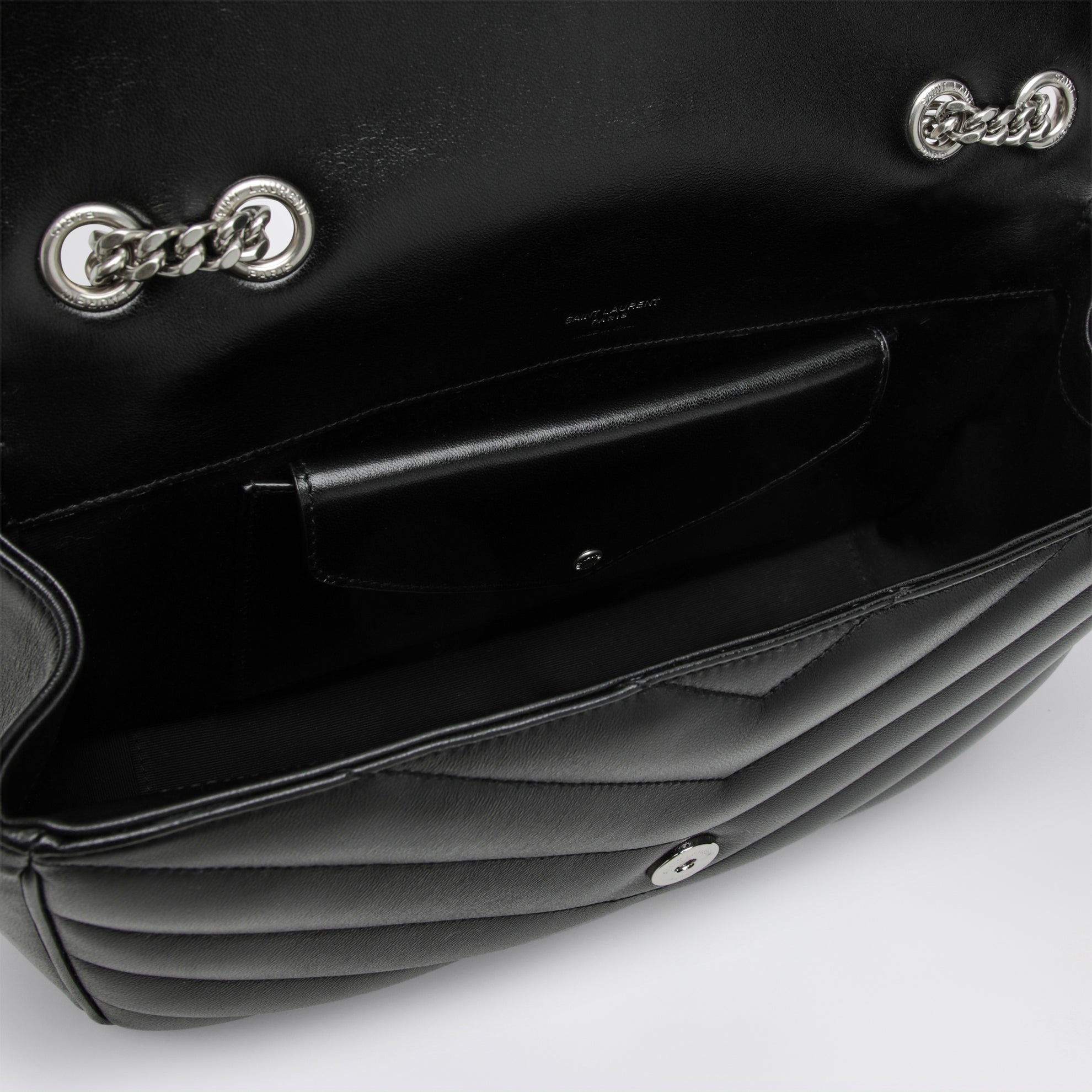 Borsa a spalla Loulou medium trapuntata in pelle nera