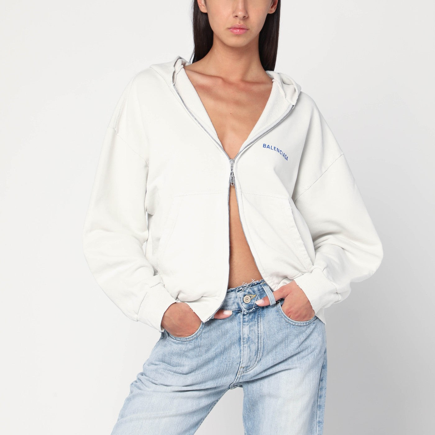 Sweat-shirt Balenciaga Back blanc coupe Regular Fit