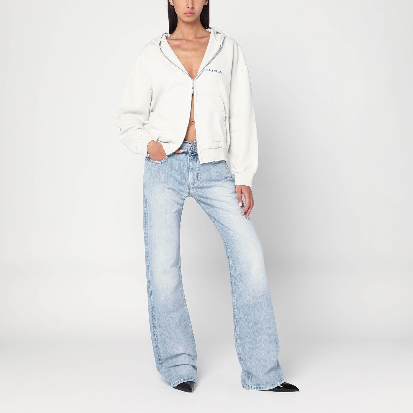 Sweat-shirt Balenciaga Back blanc coupe Regular Fit