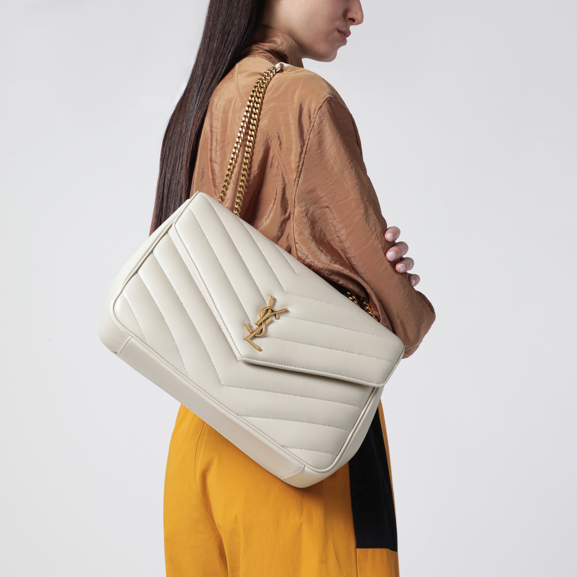 LouLou Large cream leather bag