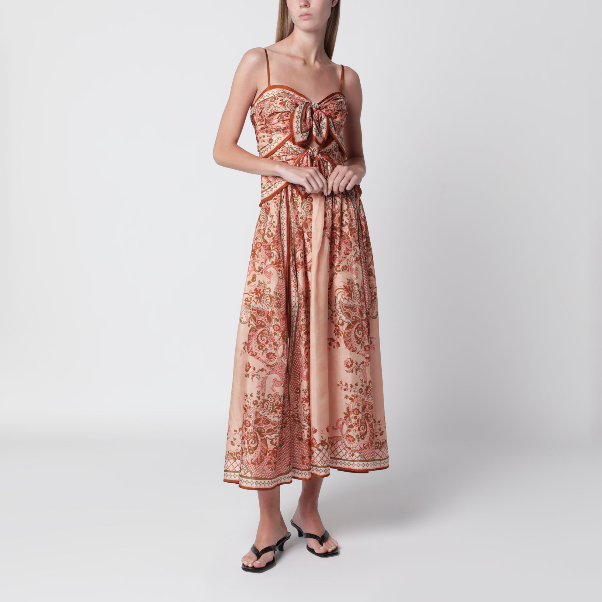 Abito midi Aster con dettaglio foulard in seta
