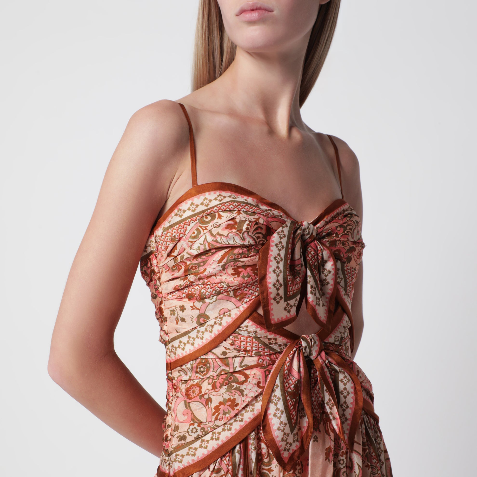 Abito midi Aster con dettaglio foulard in seta
