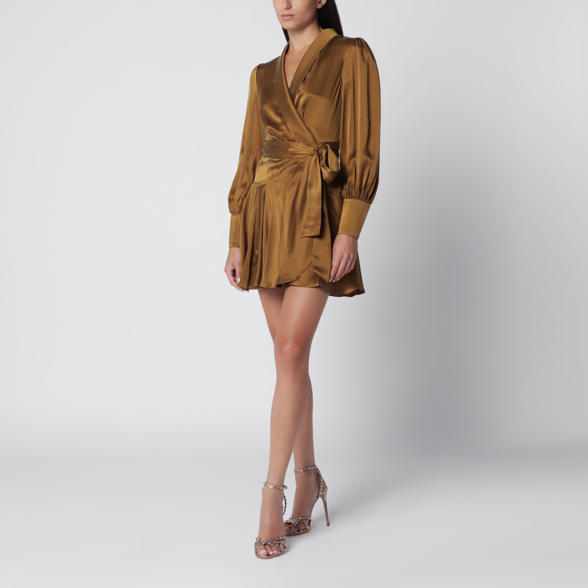 silk wrap mini dress ZIMMERMANN | Khaki | Woman 颜色:Pink(photo color) SCHL005953_R_M Plus Size Lotus Leaf Elevate your seasonal attire