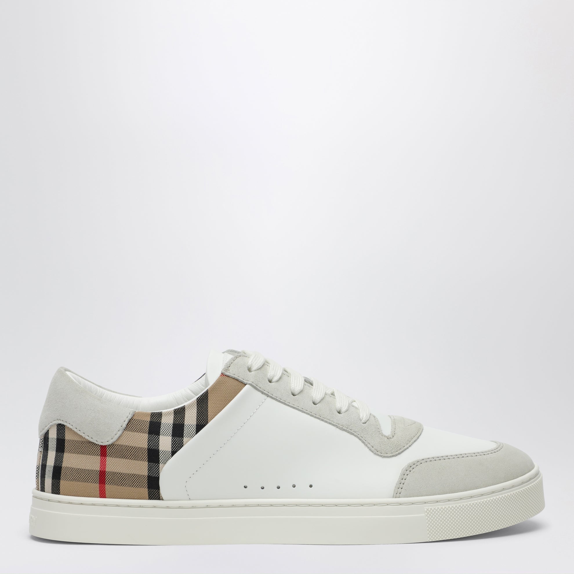 White and Check leather sneakers