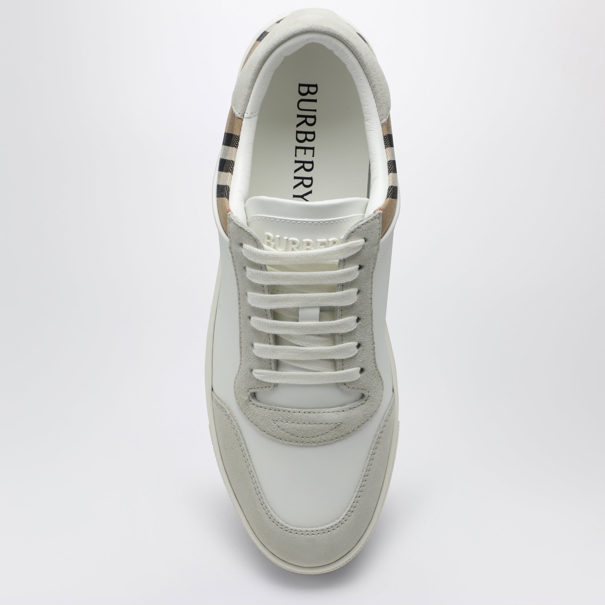 White and Check leather sneakers