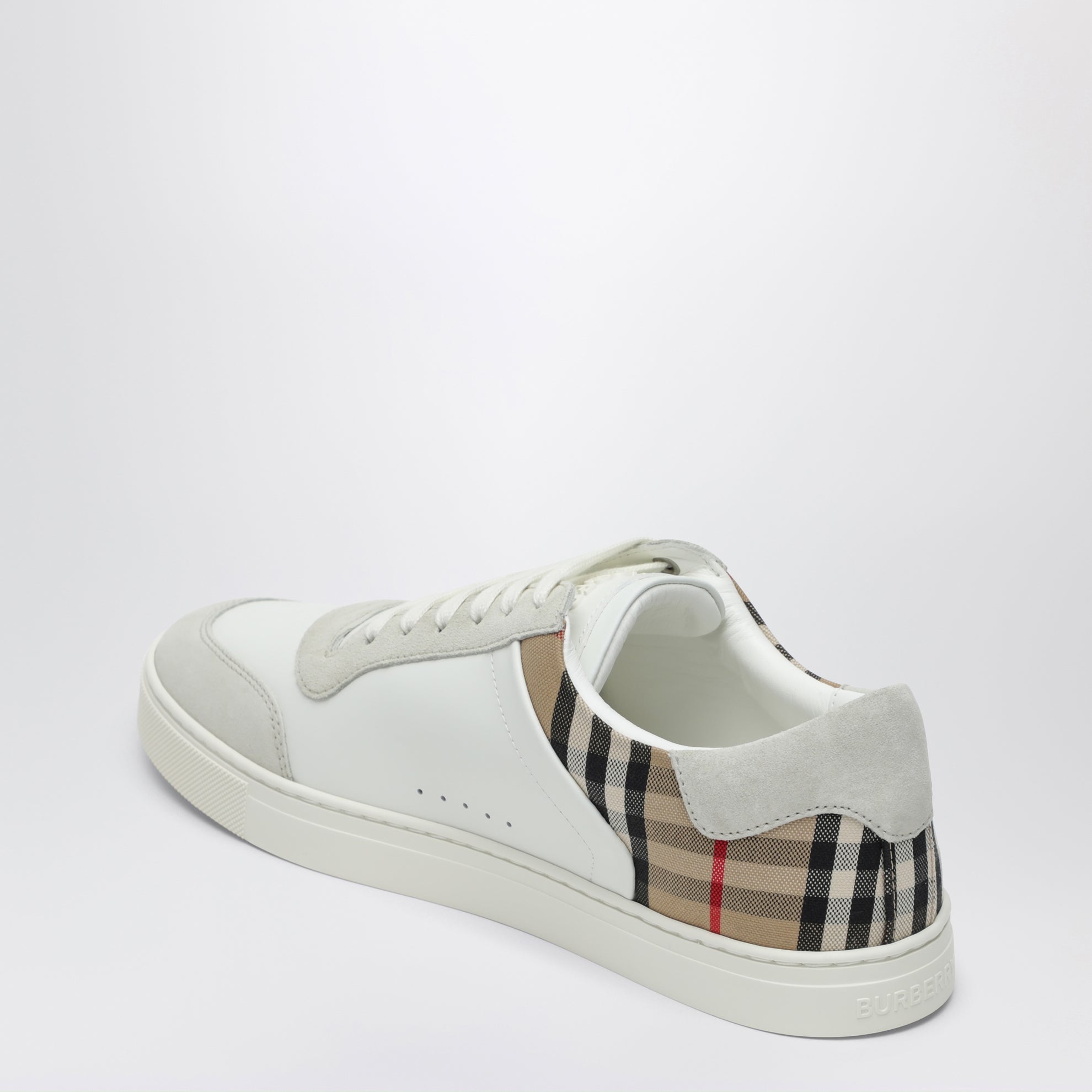 White and Check leather sneakers