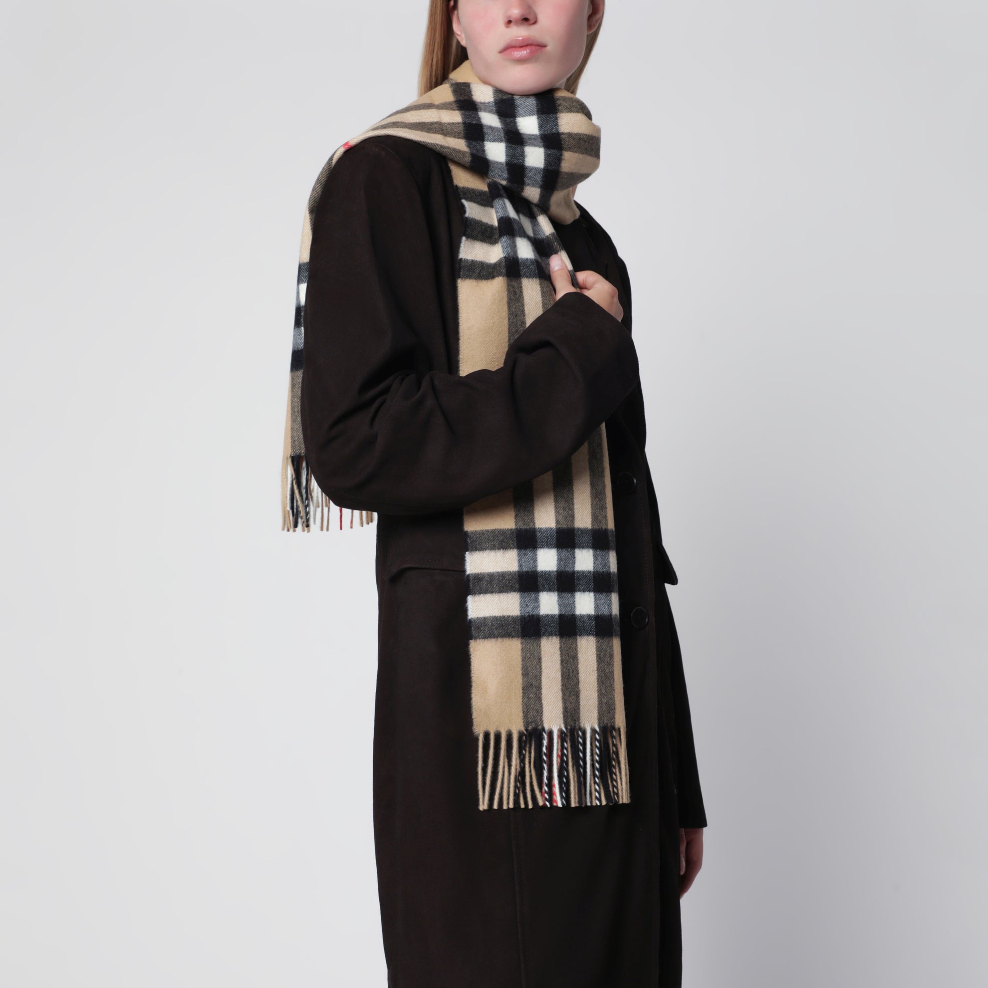 Sciarpa in cashmere con motivo Check