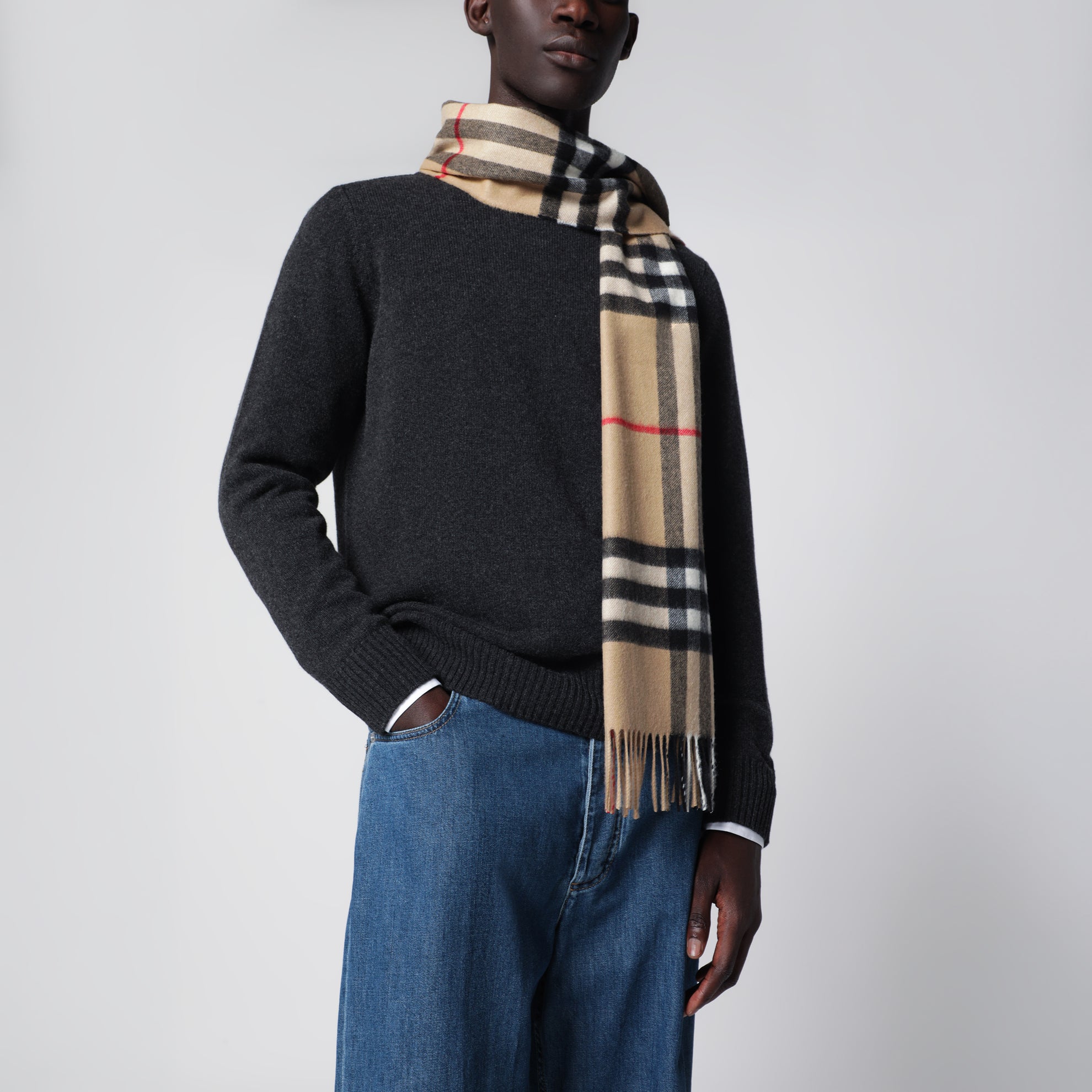 Sciarpa in cashmere con motivo Check