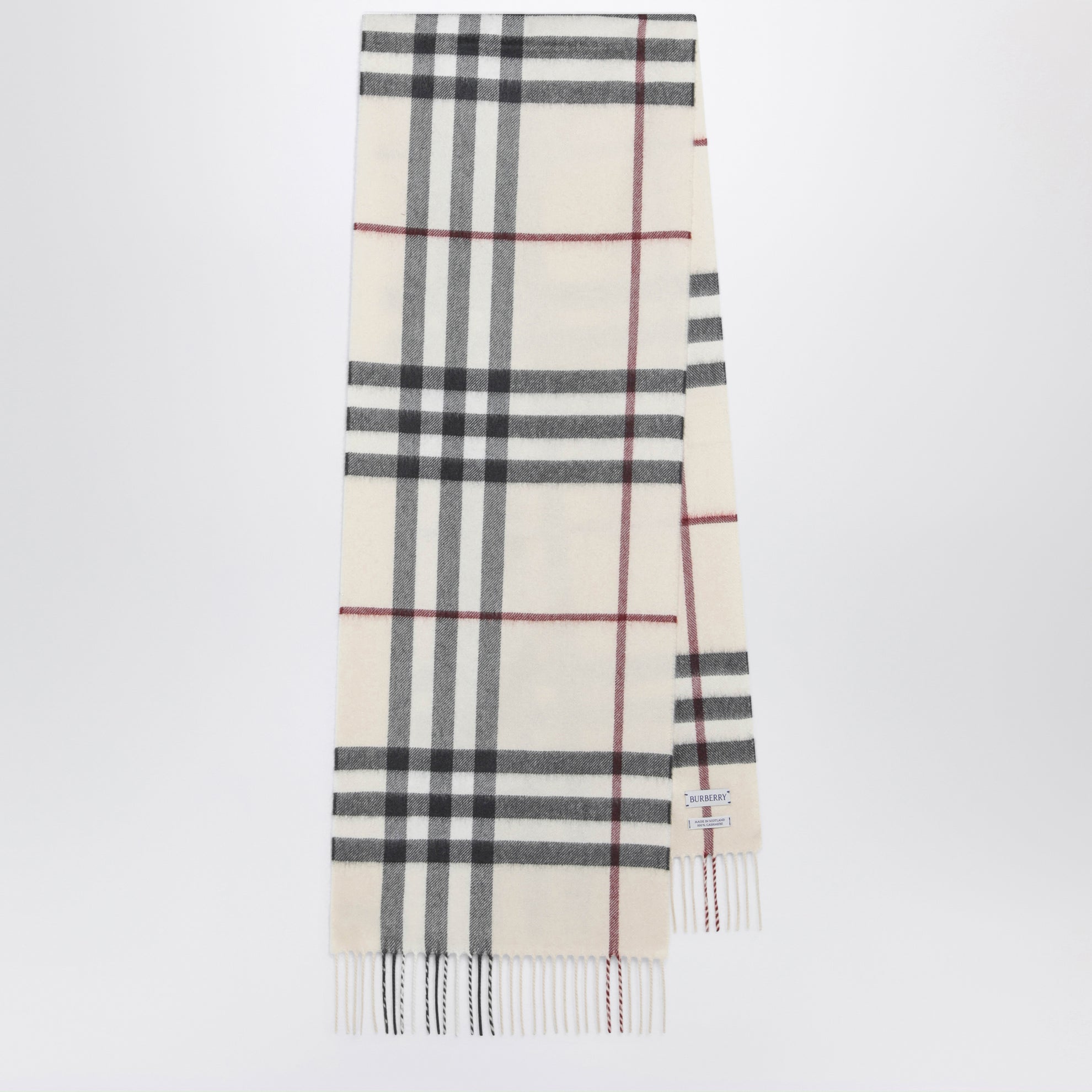 Check cashmere scarf in stone