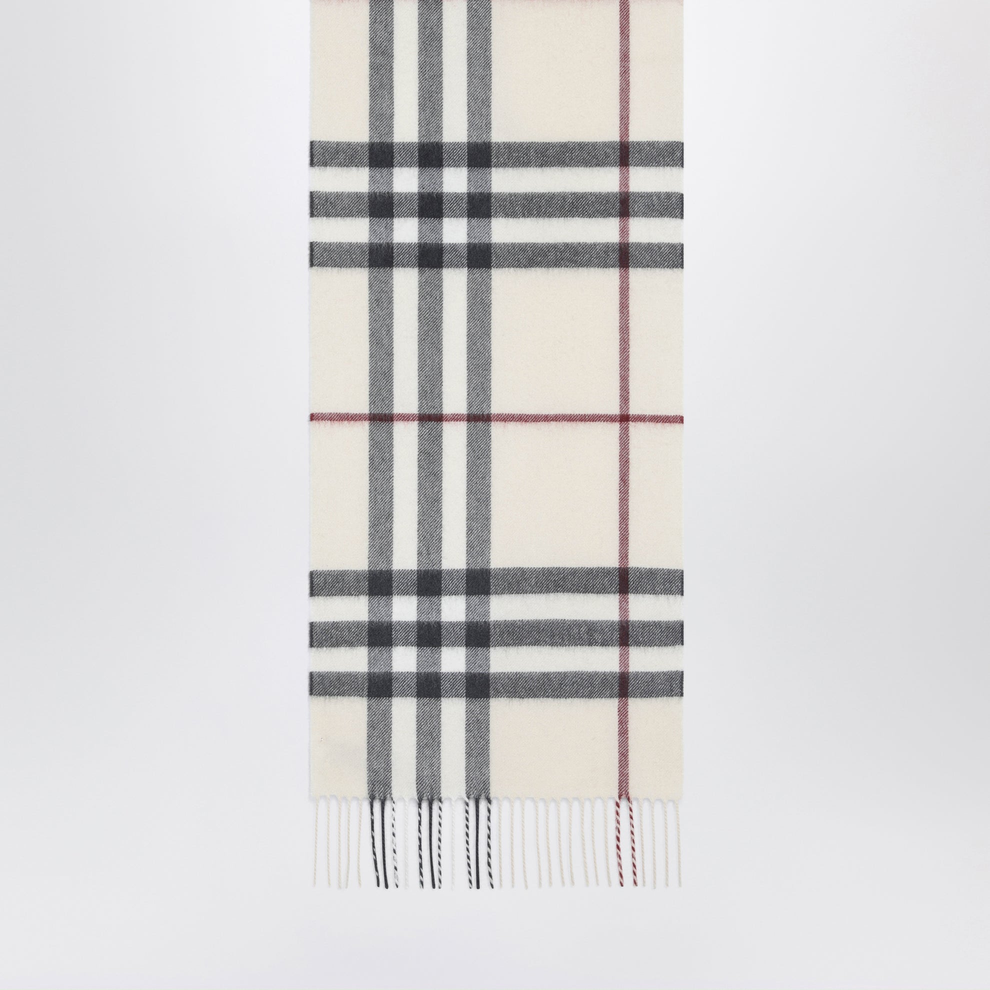 Check cashmere scarf in stone