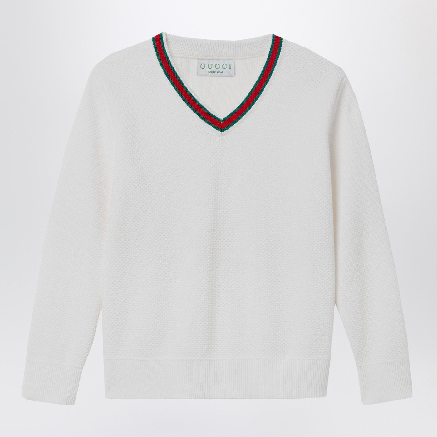 Maglione bianco con nastro Web