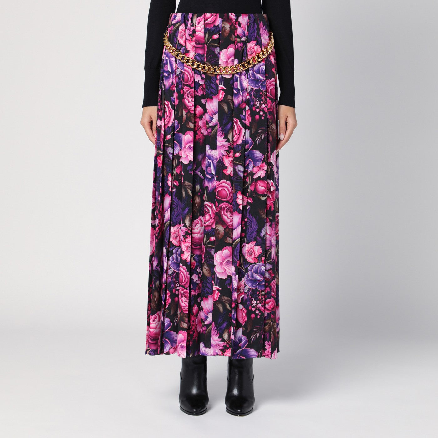Long pleated floral skirt