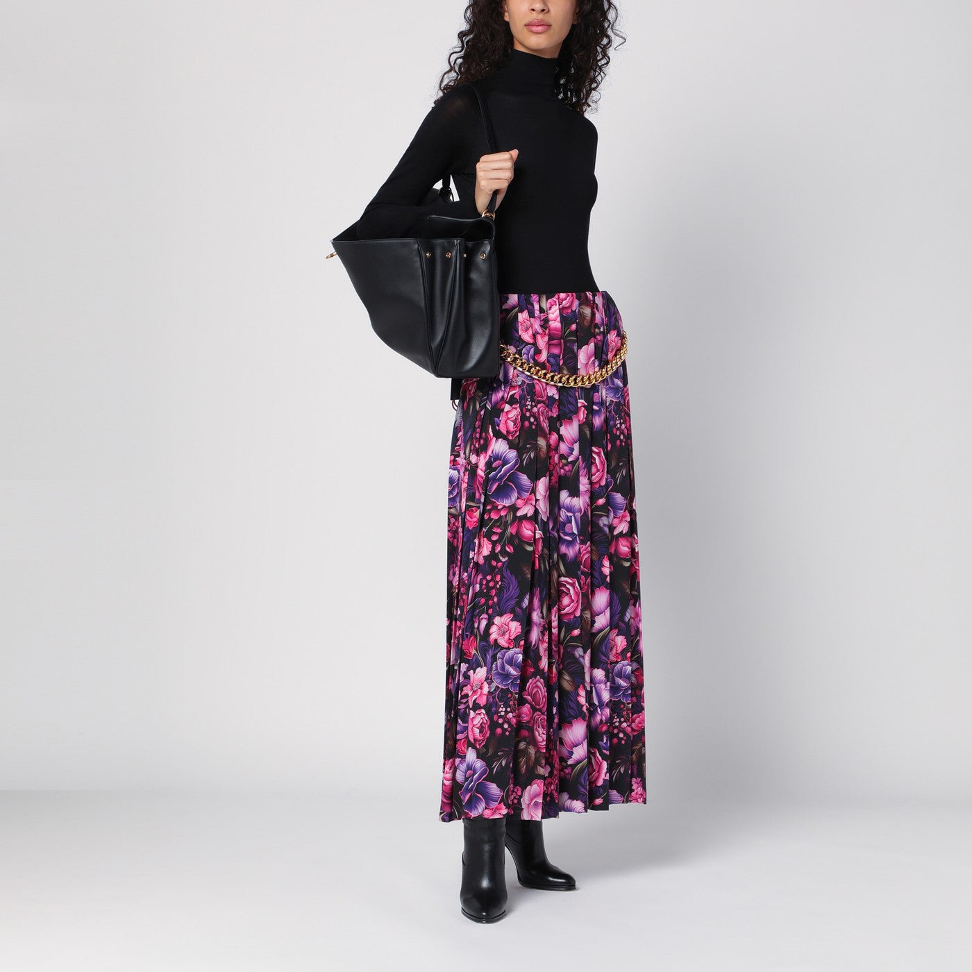 Long pleated floral skirt