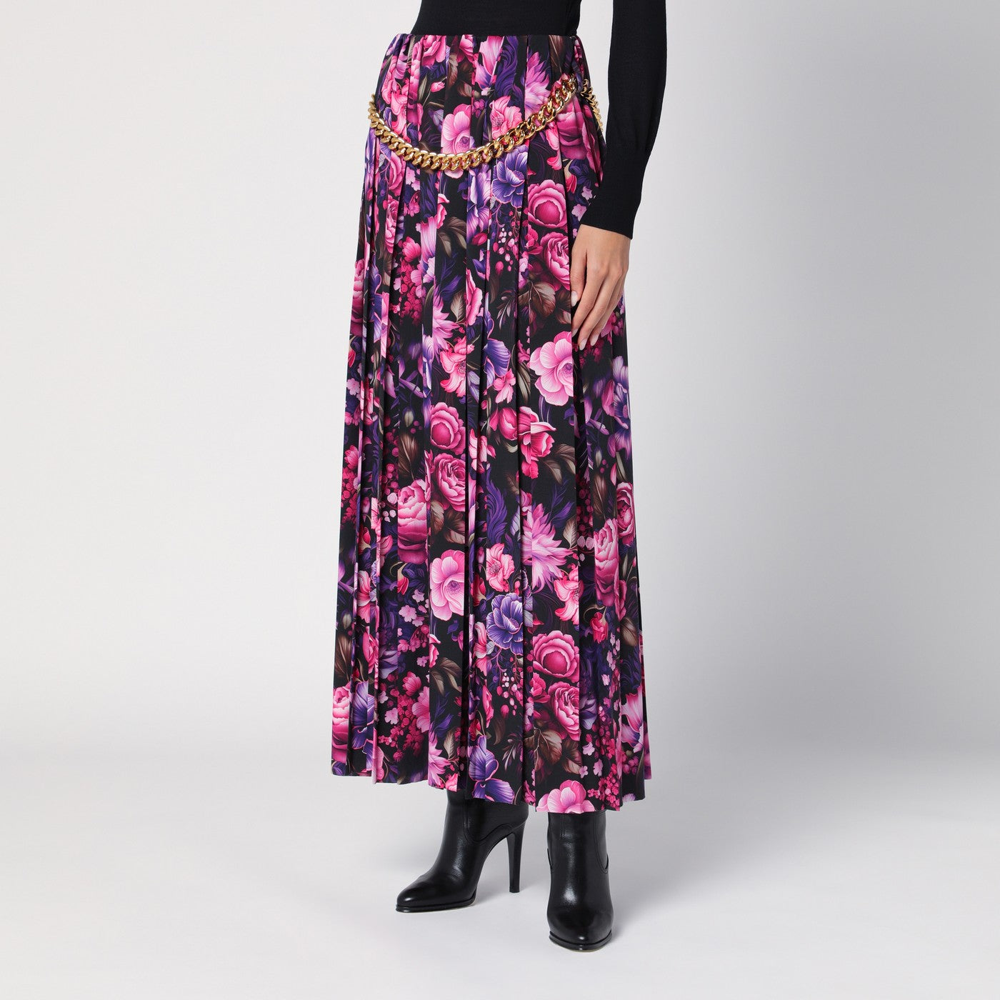 Long pleated floral skirt
