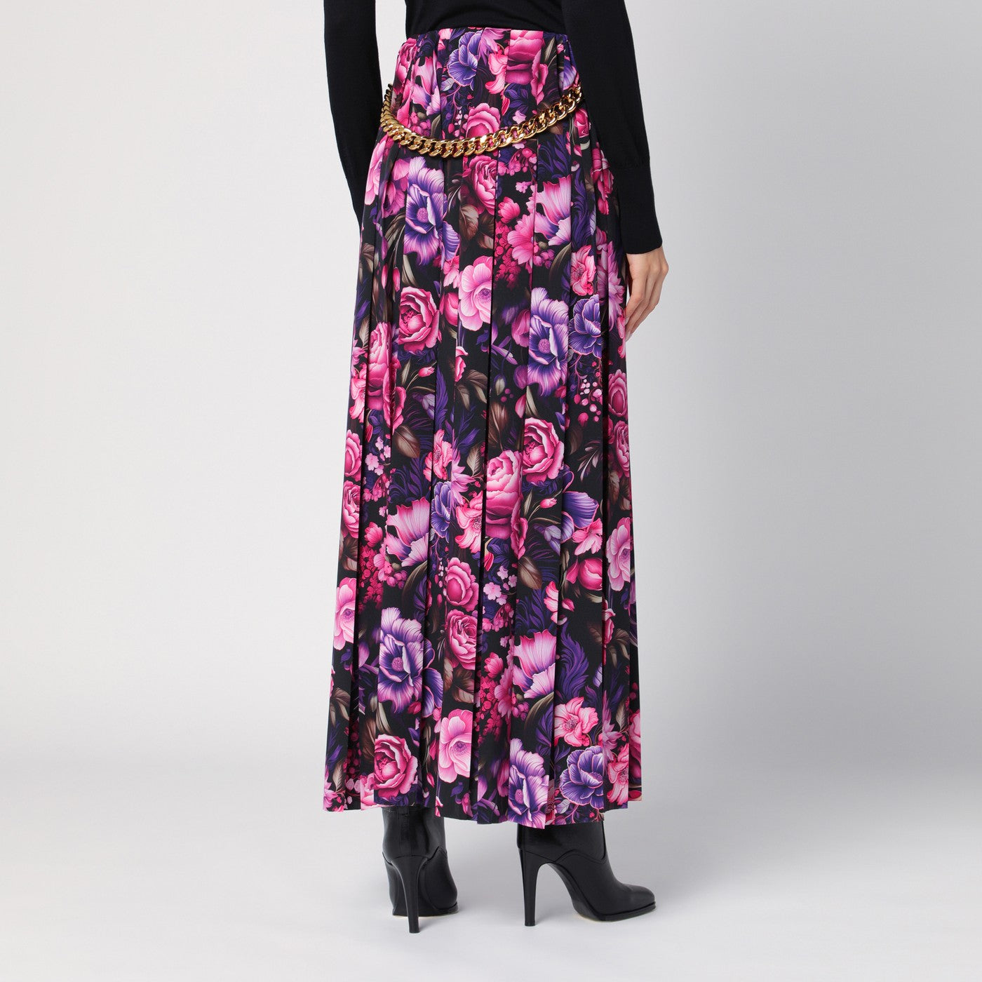 Long pleated floral skirt