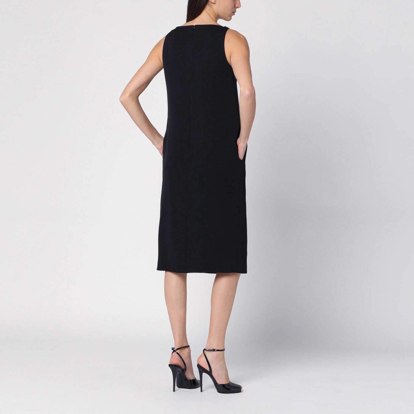 Schwarzes Kleid aus Viskose-Sablé mit Trensenspange