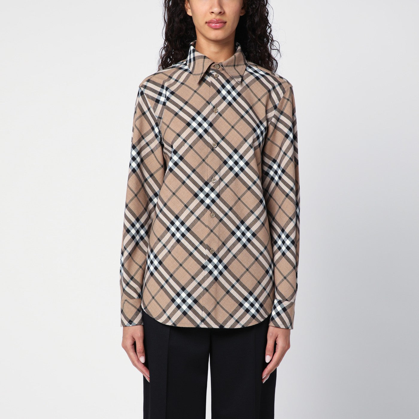 Burberry Check Pattern Modelling BURBERRY Check pattern wool blend shirt | TheDoubleF
