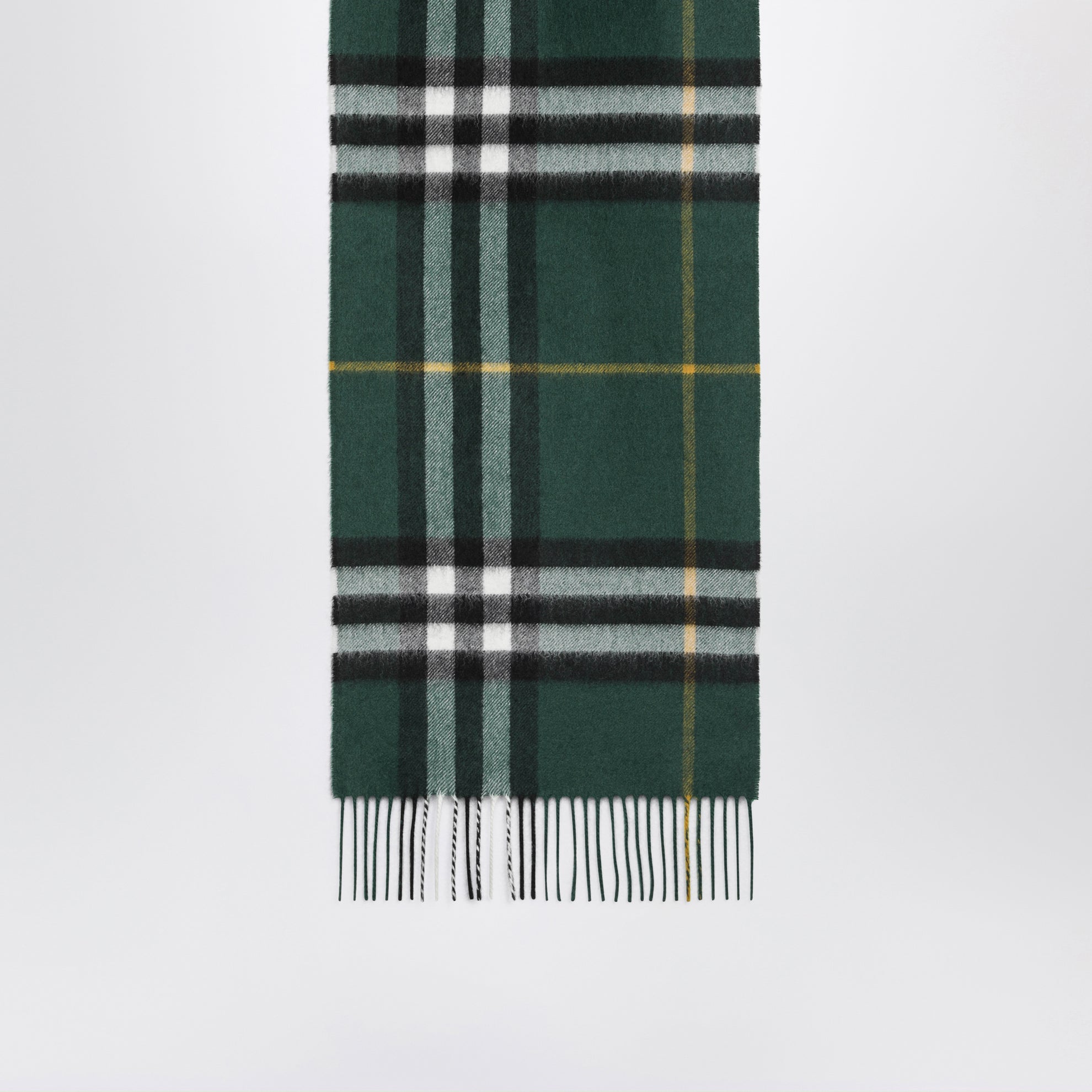 Sciarpa Check in cashmere verde felce scuro